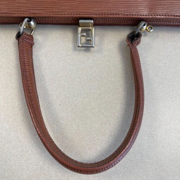 Fendi Vintage Brown Epi Leather Top Handle Bag - Preowned - Picture 10 of 15